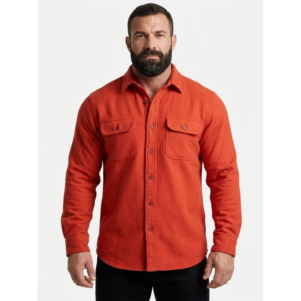 J.Crew Mens Sporting Life Flannel Shirt Red Cotton Button Down Medium RN77388